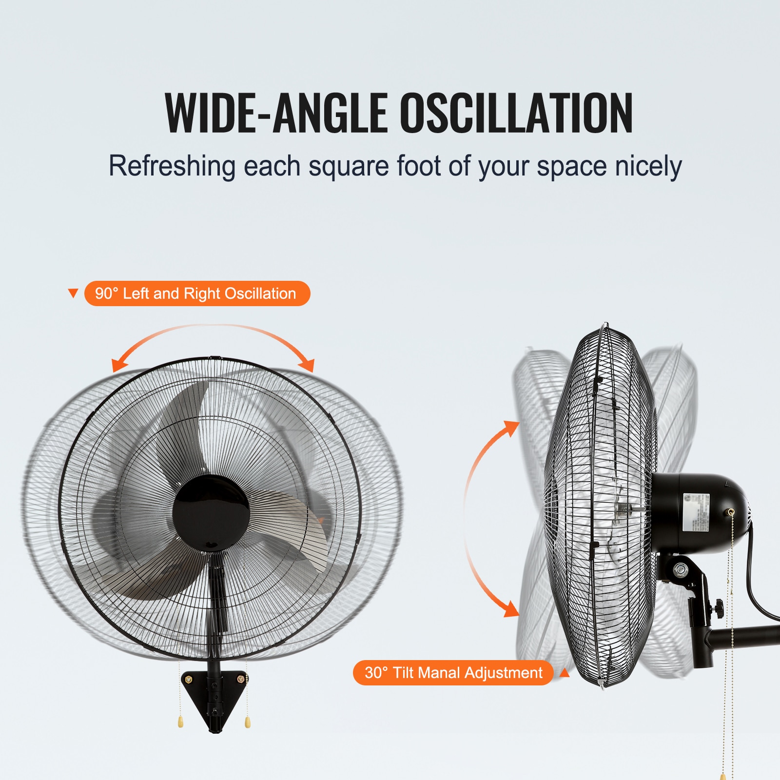 Industrial Wall Mounted Oscillating Fan High Velocity Black_voghion.com